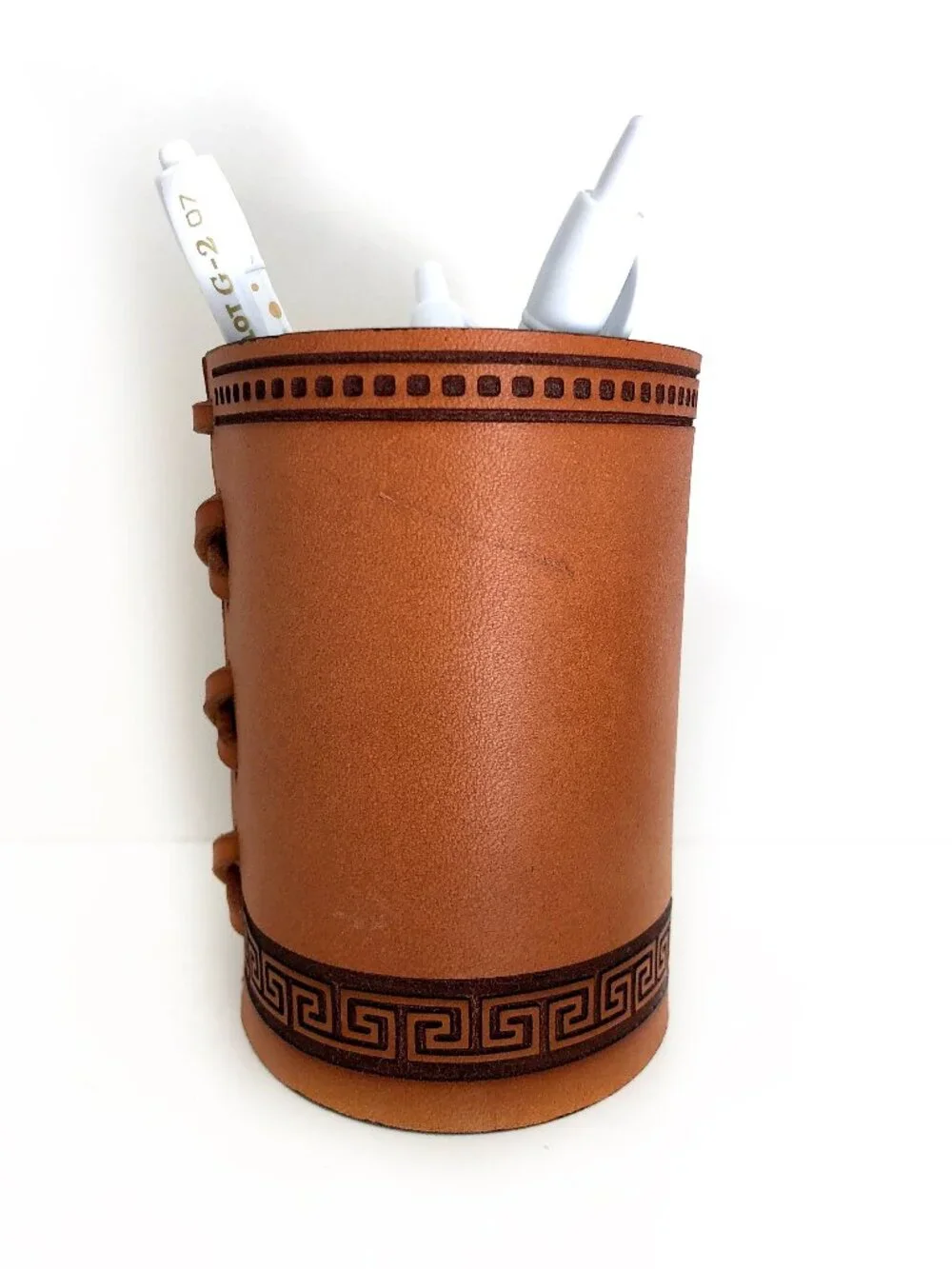 Handmade Genuine Leather Pencil and Pen Holder: Office Decor, Desk Accessory